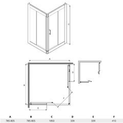 Kvadrātveida dušas kabīne Besco Modern, 80,90x185 cm cena un informācija | Dušas kabīnes | 220.lv