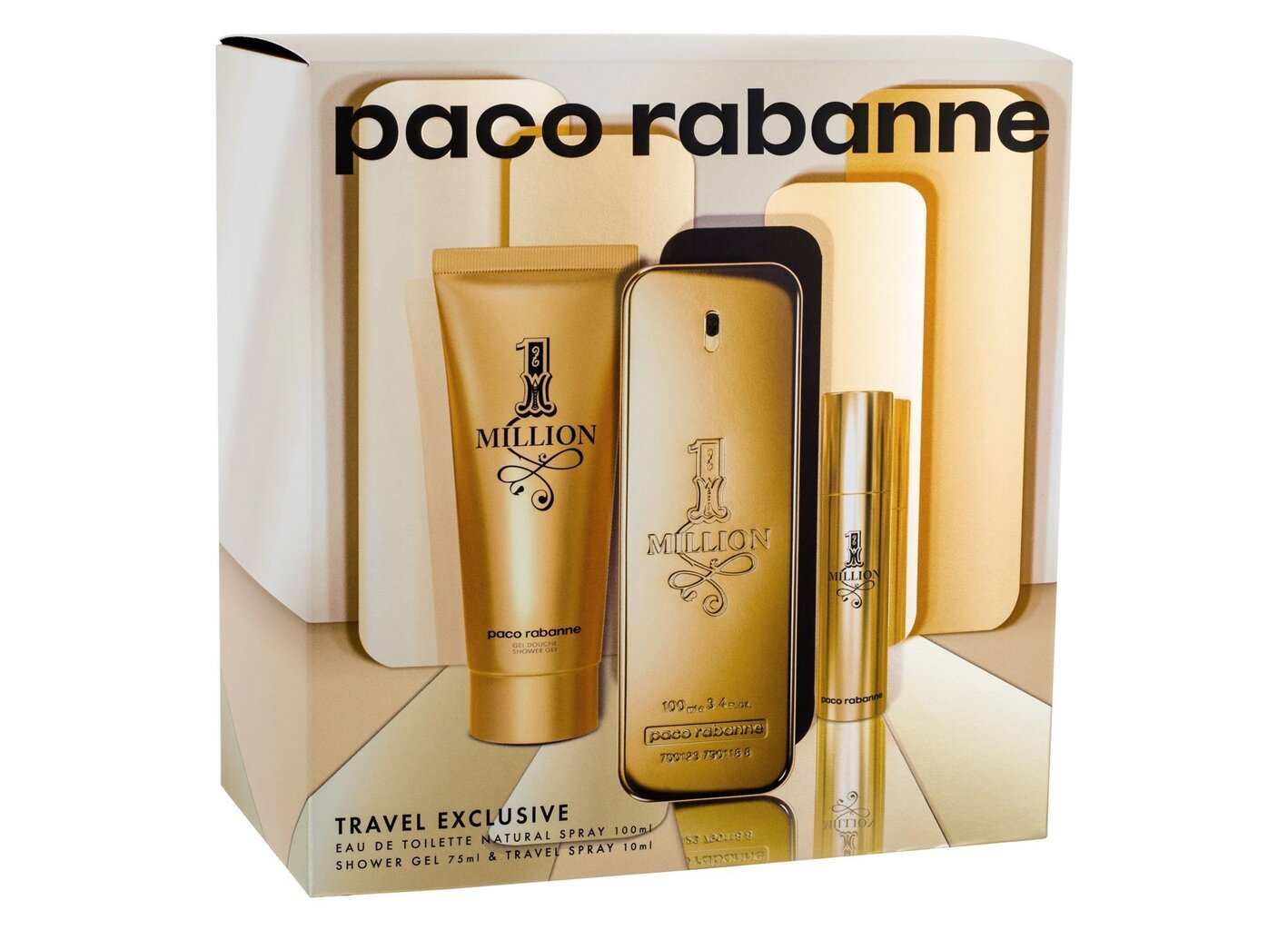 Komplekts vīriešiem Paco Rabanne: tualetes ūdens 1 Million EDT 100 ml + tualetes ūdens 1 Million EDT 10 ml + dušas želeja 75 ml цена и информация | Vīriešu smaržas | 220.lv