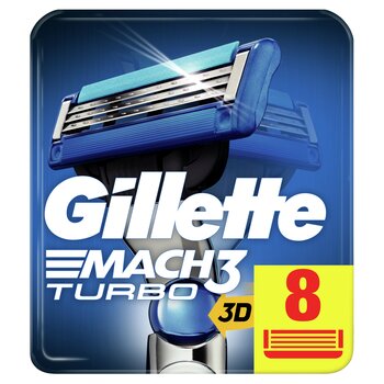 Насадки для бритвы Gillette Mach3 Turbo, 8 шт. цена и информация | Косметика и средства для бритья | 220.lv
