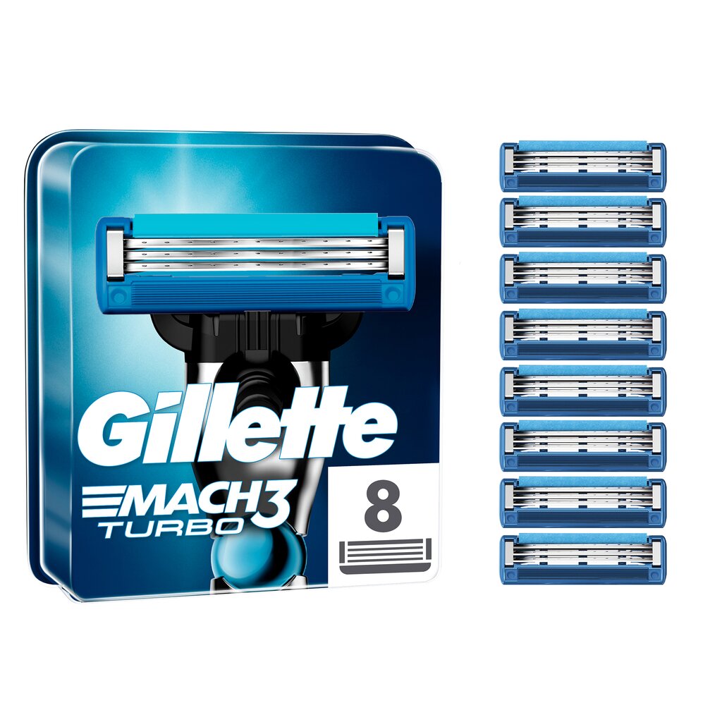 Skuvekļu galviņas Gillette Mach3 Turbo, 8 gab. cena un informācija | Skūšanās piederumi, kosmētika | 220.lv