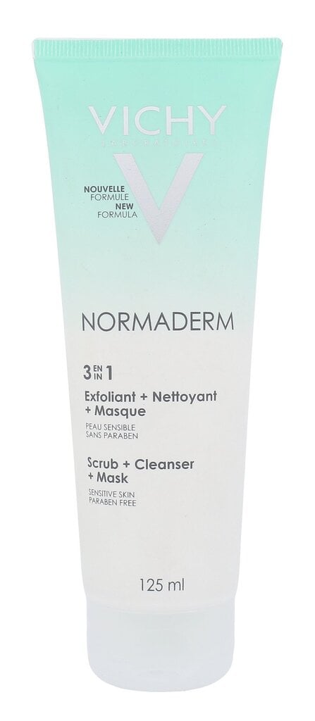Attīroša sejas līdzeklis Vichy Normaderm 3in1 skrubis + maska ​​+ tīrīšanas līdzeklis 125 ml cena un informācija | Sejas ādas kopšana | 220.lv