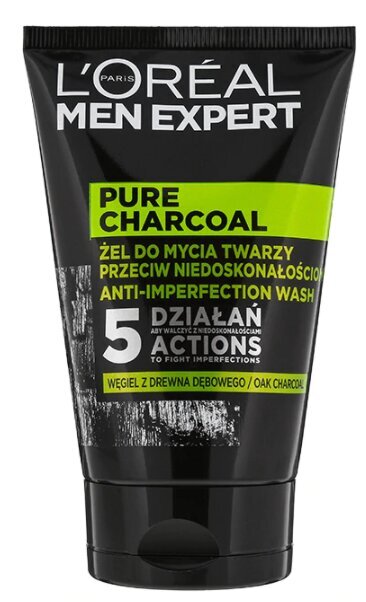 Sejas mazgāšanas līdzeklis vīriešiem L'Oreal Paris Men Expert Pure Charcoal, 100 ml cena un informācija | Sejas ādas kopšana | 220.lv