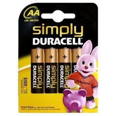 DURACELL DURACELL SIMPLY ALKALINE BATTERY AAA LR03 / MN2400 4 ШТ. цена и информация | Батарейки | 220.lv