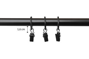 Single metal curtain rod 19 mm OLIMP, 200 cm, painted black цена и информация | Карнизы | 220.lv