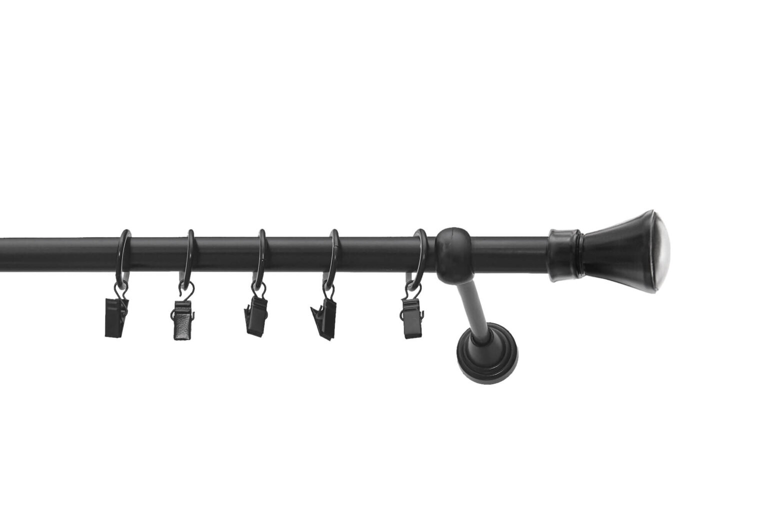 Single metal curtain rod 19 mm OLIMP, 150 cm, painted black цена и информация | Aizkaru stangas, karnīzes | 220.lv