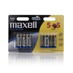 Maxell Alkaline LR3(AAA) baterijas (5+5) gab iepakojumā cena un informācija | Baterijas | 220.lv