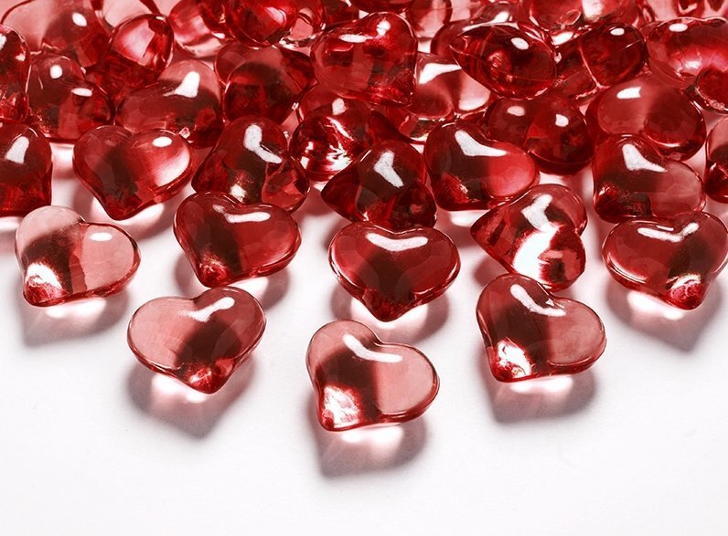 Konfeti kristāli “Sarkanās sirdis” (30 gab./21 mm) cena un informācija | Svētku dekorācijas | 220.lv