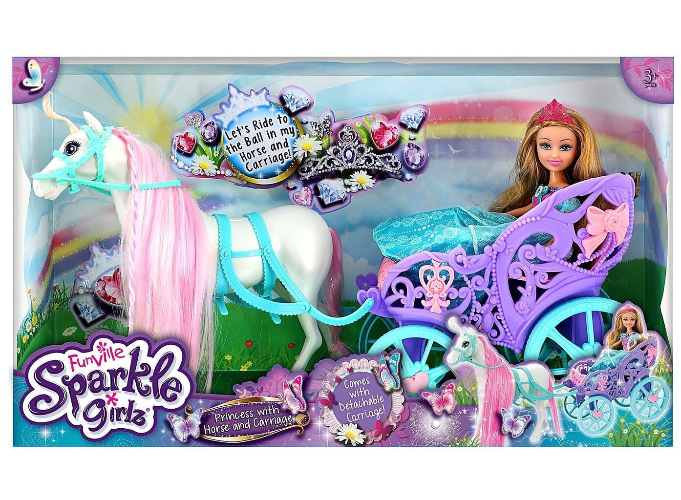 Leļļu komplekts ar karalisko zirgu ar karieti Sparkle Girlz, 24734 цена и информация | Rotaļlietas meitenēm | 220.lv