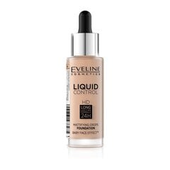 Matēta grima bāze Eveline Liquid Control HD Mattifying Drops Foundation 32 ml, 040 Warm Beige cena un informācija | Grima bāzes, tonālie krēmi, pūderi | 220.lv