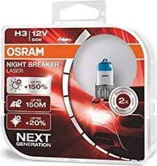 Auto spuldzes Osram Night Breaker Laser (Next Generation) H3, 2 gab. cena un informācija | Auto spuldzes | 220.lv