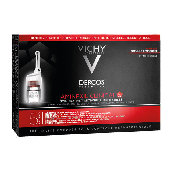 Ampulas pret matu izkrišanu vīriešiem Vichy Dercos Aminexil, 21x6 ml цена и информация | Matu uzlabošanai | 220.lv