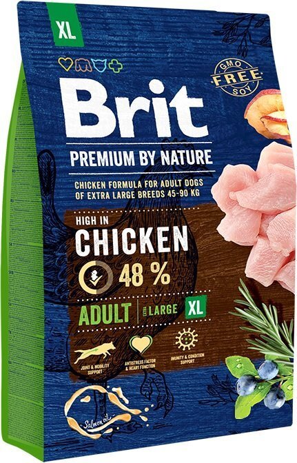 Brit Premium By Nature īpaši lielo šķirņu suņiem Adult Extra Large XL, 3 kg cena un informācija | Sausā barība suņiem | 220.lv
