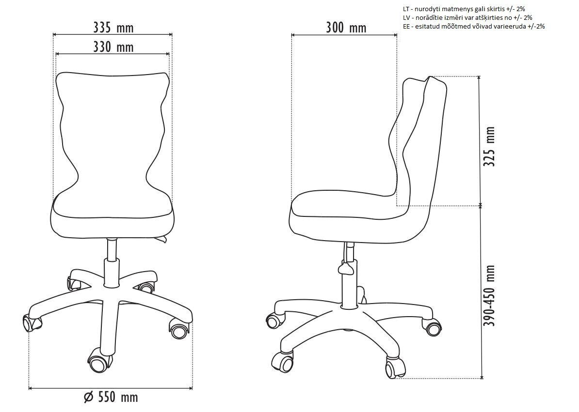 Ergonomisks bērnu krēsls Petit AA3, melns/krāsains цена и информация | Biroja krēsli | 220.lv