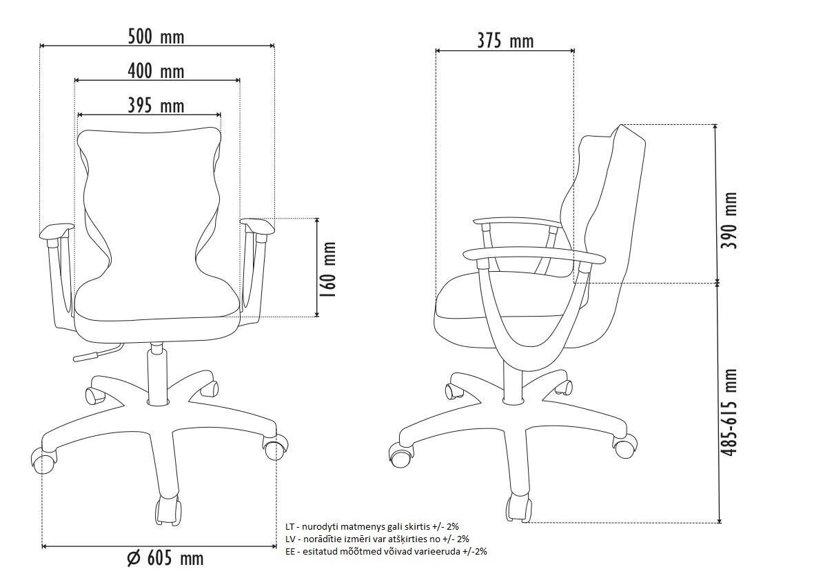 Ergonomisks bērnu krēsls Petit BA5, melns/krāsains cena un informācija | Biroja krēsli | 220.lv