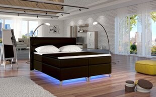 Gulta Amadeo ar LED apgaismojumu, 140x200 cm, mākslīgā āda, tumši brūna цена и информация | Кровати | 220.lv