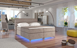 Gulta Amadeo ar LED apgaismojumu, 140x200 cm, gobelēns, gaišu brūna цена и информация | Кровати | 220.lv