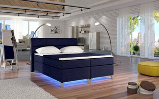 Gulta Amadeo ar LED apgaismojumu, 180x200 cm, gobelēns, tumši zila cena un informācija | Gultas | 220.lv