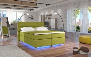 Gulta Amadeo ar LED apgaismojumu, 180x200 cm, gobelēns, zaļa cena un informācija | Gultas | 220.lv