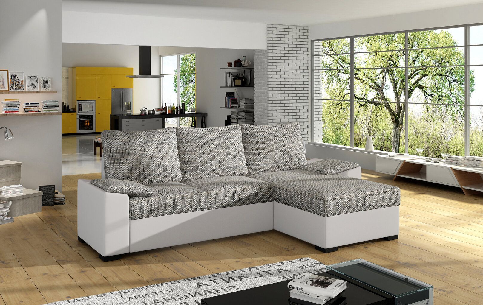 Universāls stūra dīvāns Lusso, gaiši pelēks/balts цена и информация | Stūra dīvāni | 220.lv