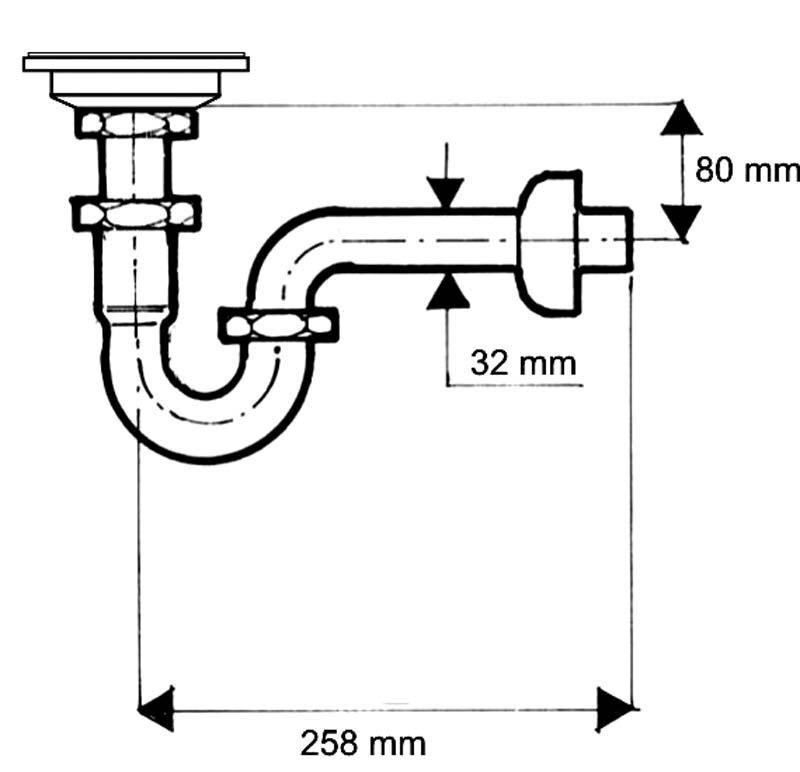 Misiņa hromēts sifons, cauruļveida McAlpine MC200255CB, 32 mm цена и информация | Sifoni | 220.lv