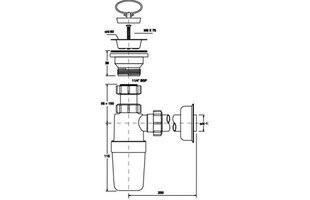 Sifons izlietnei ar galvu McAlpine MCHC1L40J, 40 mm цена и информация | Сифоны | 220.lv