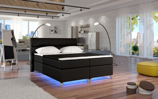 Кровать Amadeo с LED подсветкой, 180x200 см, искусственная кожа, черная цена и информация | Кровати | 220.lv