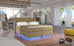 Кровать Amadeo с LED подсветкой, 180x200 см, гобелен, песочная