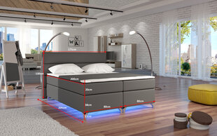 Кровать Amadeo с LED подсветкой, 180x200 см, гобелен, светло-коричневая цена и информация | Кровати | 220.lv