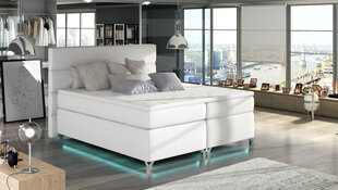 Кровать Amadeo с LED подсветкой, 180x200 см, искусственная кожа, белая цена и информация | Кровати | 220.lv