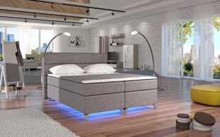 Кровать Amadeo с LED подсветкой, 180x200 см, гобелен, светло-серая цена и информация | Кровати | 220.lv