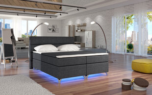 Gulta Amadeo ar LED apgaismojumu, 180x200 cm, gobelēns, tumši pelēka цена и информация | Кровати | 220.lv