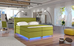 Кровать Amadeo с LED подсветкой, 140x200 см, гобелен, зеленая