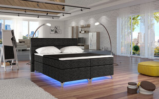 Gulta Amadeo ar LED apgaismojumu, 140x200 cm, gobelēns, melna/balta цена и информация | Кровати | 220.lv