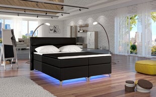 Gulta Amadeo ar LED apgaismojumu, 140x200 cm, mākslīgā āda, melna цена и информация | Кровати | 220.lv