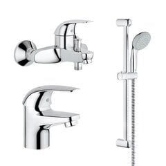 Euroeco комплект для ванной(32734+32743+27853), хром цена и информация | Душевые комплекты и панели | 220.lv