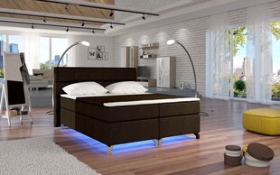Gulta Amadeo ar LED apgaismojumu, 140x200 cm, gobelēns, tumši brūna цена и информация | Кровати | 220.lv