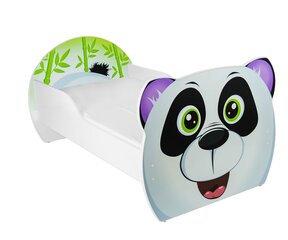 Gulta ar matraci Panda, 140x80 cm, balta/melna цена и информация | Детские кровати | 220.lv