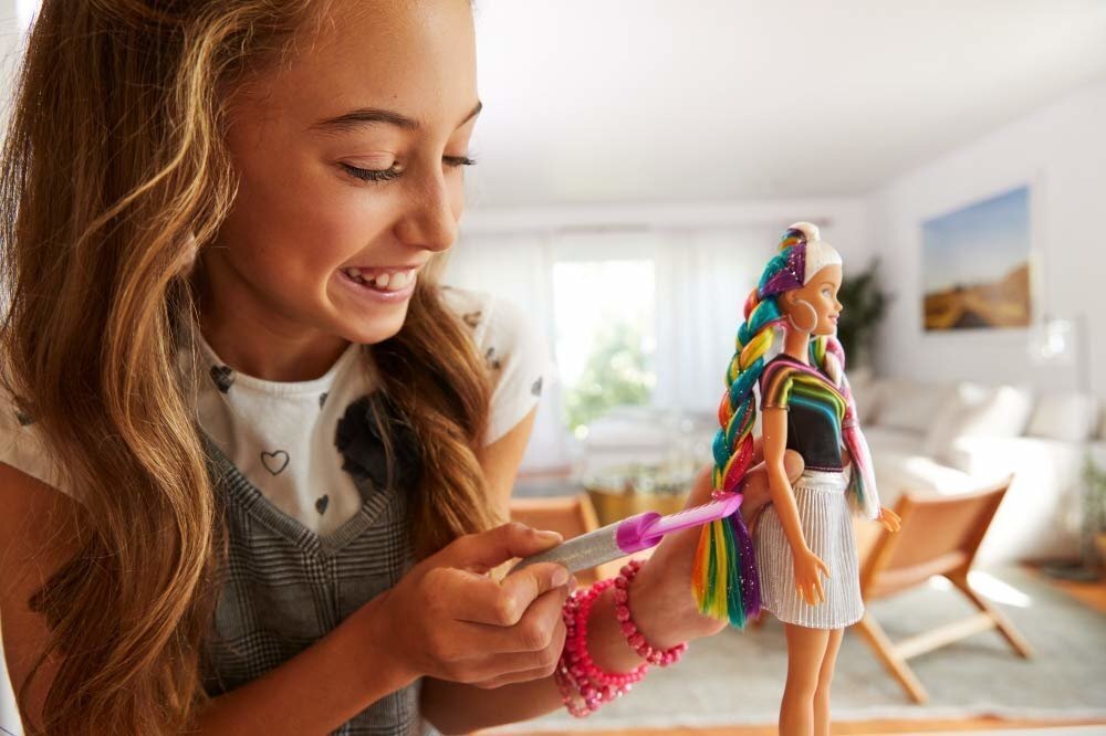 Lelle Barbie ar spilgtas krāsas matiem, FXN96 цена и информация | Rotaļlietas meitenēm | 220.lv