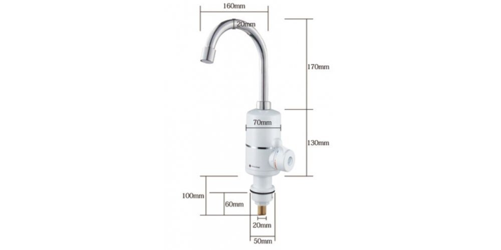 Momentāns ūdens sildītājs ar dušas komplektu un augstu metāla krānu Instant BEF-002, 3kw cena un informācija | Ūdens sildītāji | 220.lv