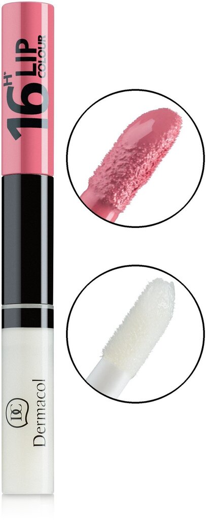 Divpusējs lūpu spīdums Dermacol 16H Lip Colour 4.8 g, 21 cena un informācija | Lūpu krāsas, balzāmi, spīdumi, vazelīns | 220.lv