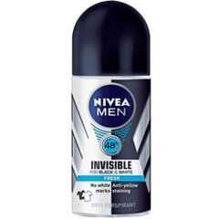 Rullīšu dezodorants vīriešiem Nivea Invisible Black & White 50 ml cena un informācija | Dezodoranti | 220.lv