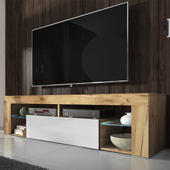 RTV galdiņš ar LED apgaismojumu Hugo, brūns/balts cena un informācija | TV galdiņi | 220.lv