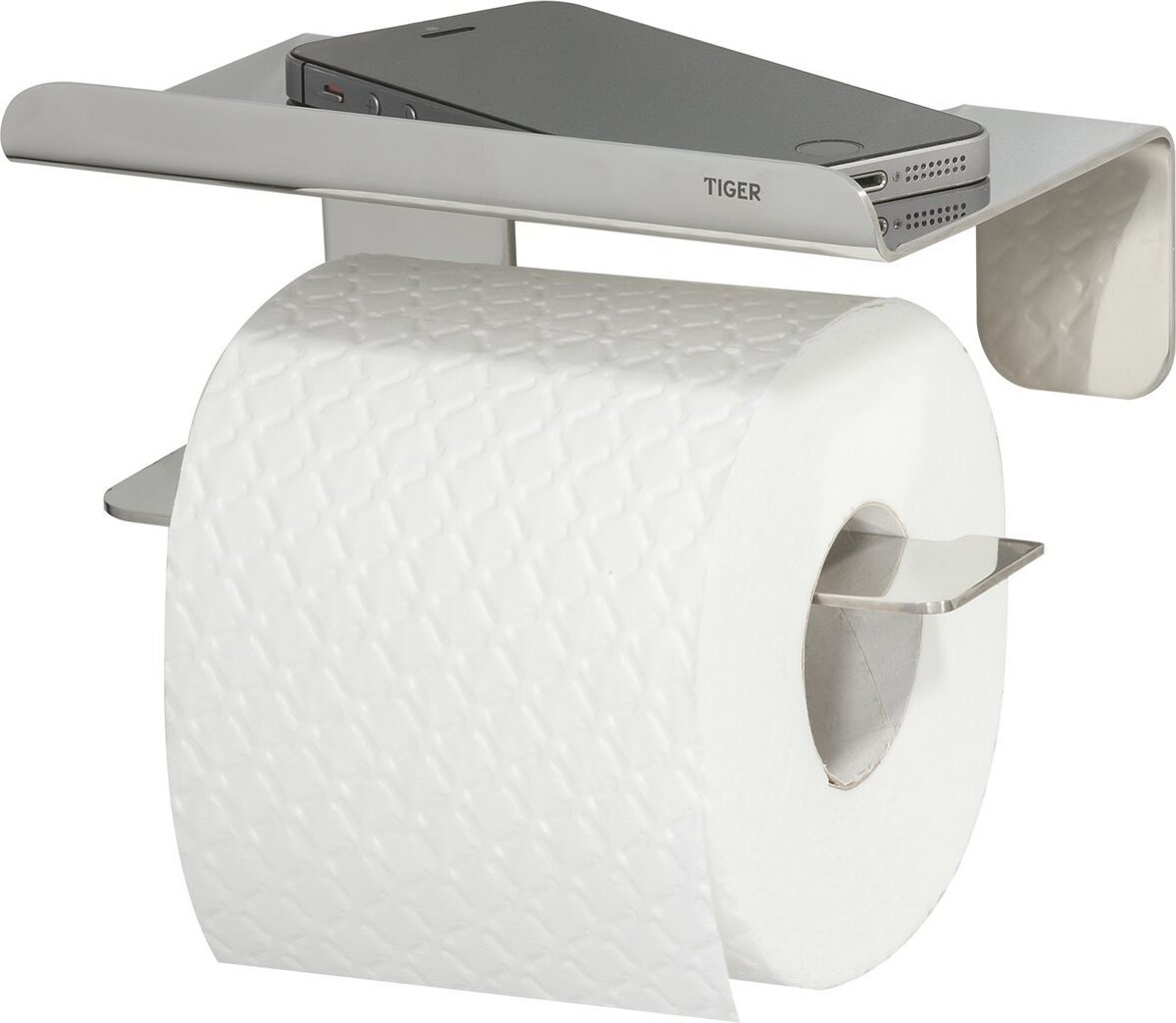 Tiger Colar tualetes papīra ruļļu turētājs ar plauktu Nerūsējošais tērauds pulēts цена и информация | Vannas istabas aksesuāri | 220.lv