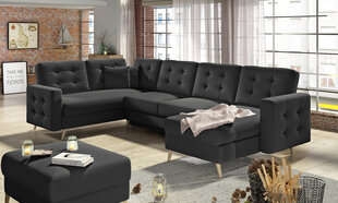 Universāls stūra dīvāns Asgard U, mākslīgā āda, melns cena un informācija | Stūra dīvāni | 220.lv