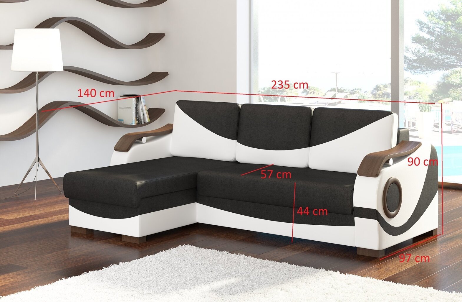 Universāls stūra dīvāns Puerto, pelēks/balts цена и информация | Stūra dīvāni | 220.lv