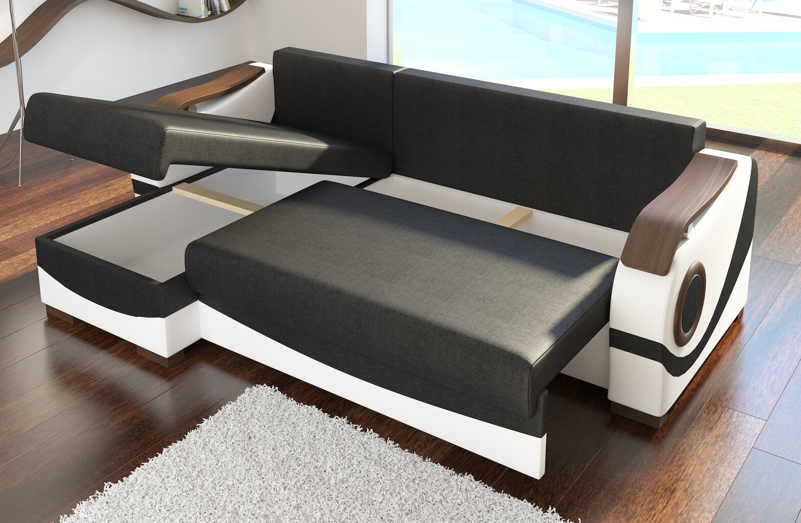 Universāls stūra dīvāns Puerto, brūns/krēmkrāsas cena un informācija | Stūra dīvāni | 220.lv