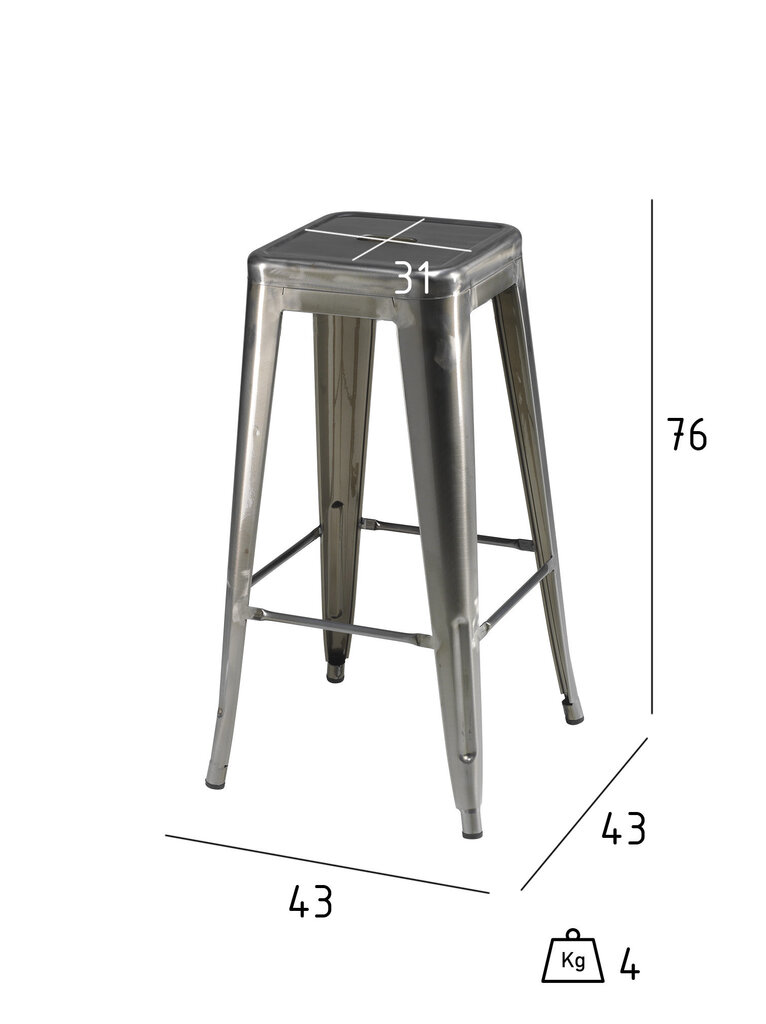 4 bāra krēslu komplekts FurnHouse Korona, pelēks cena un informācija | Virtuves un ēdamistabas krēsli | 220.lv