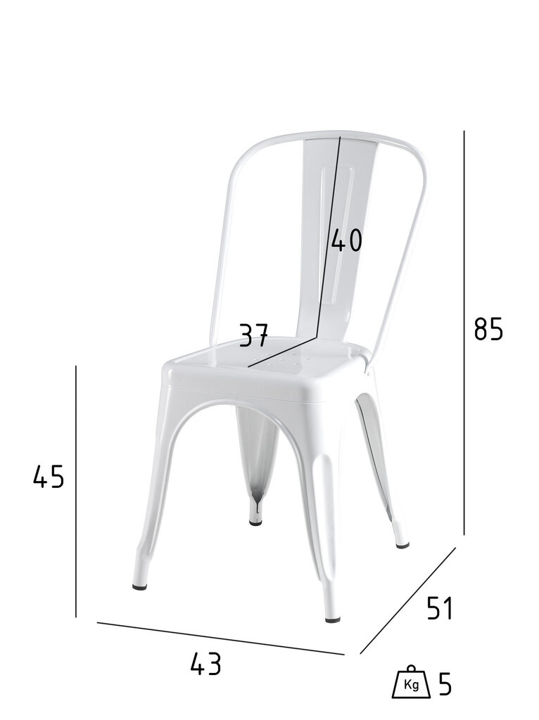 4 krēslu komplekts FurnHouse Korona, balts cena un informācija | Virtuves un ēdamistabas krēsli | 220.lv