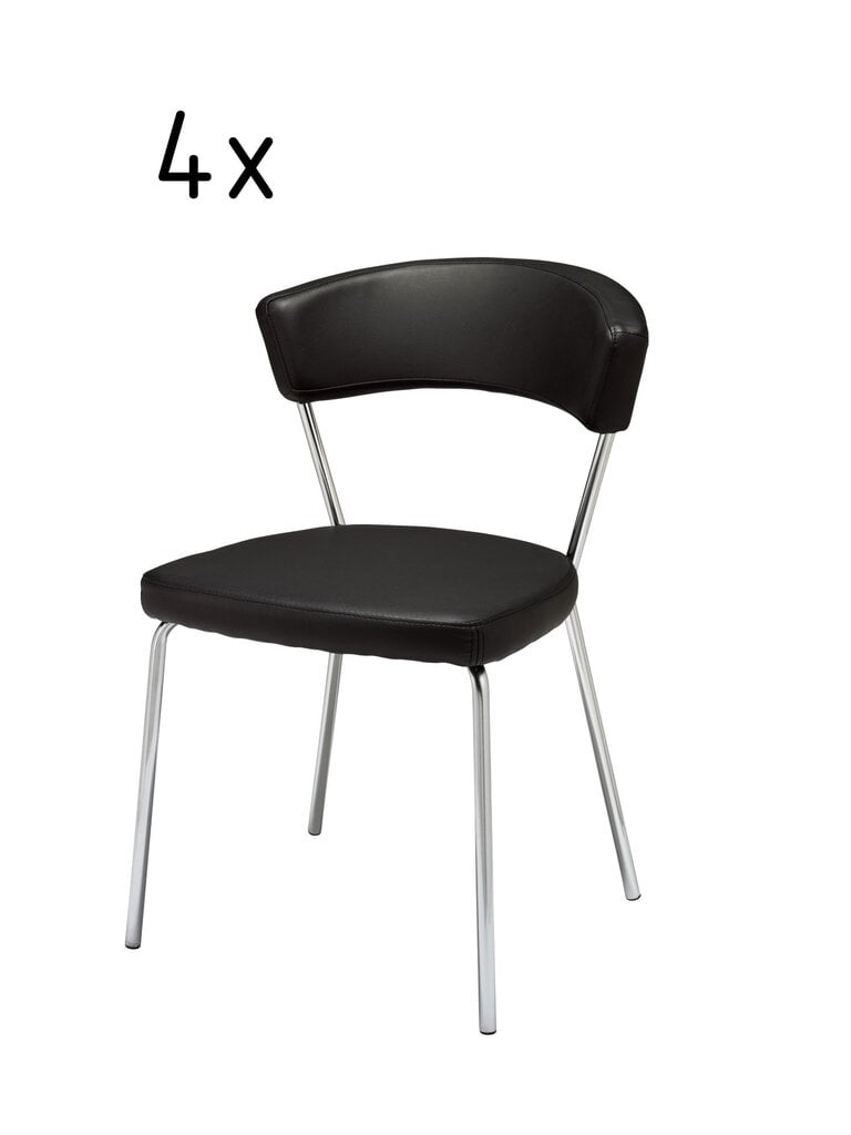 4 krēslu komplekts FurnHouse Preben, melns cena un informācija | Virtuves un ēdamistabas krēsli | 220.lv