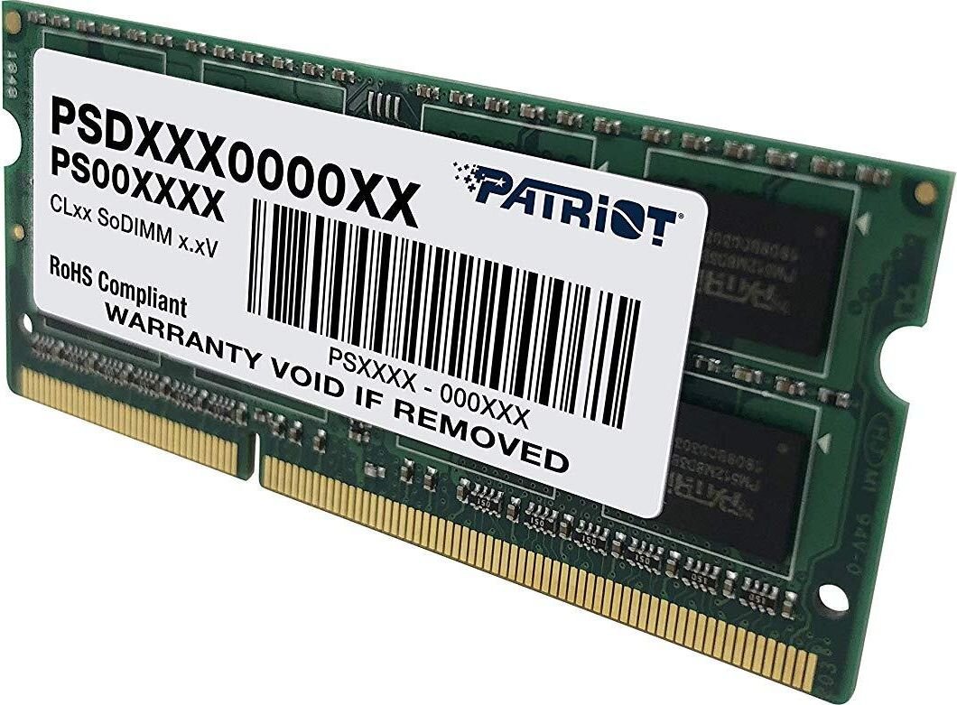 Patriot DDR3 SODIMM 4 GB 1600 MHz CL11 (PSD34G16002S) cena un informācija | Operatīvā atmiņa (RAM) | 220.lv